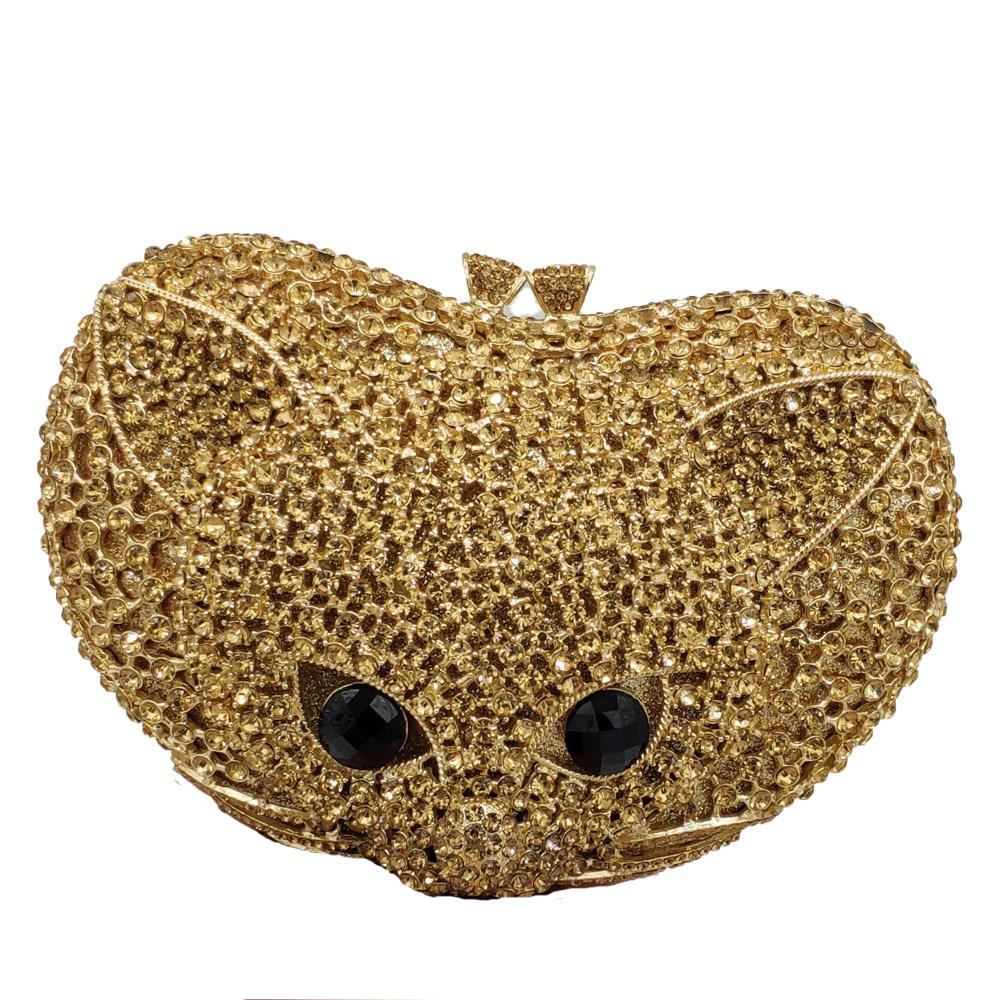 

Luxury Fox Head Rhinestone Clutch Bags Women s Diamond Crystal Evening Clutch WHTUOHENG Gold Metal Handbags for Party Prom Bags 18cmX13cmX8cm