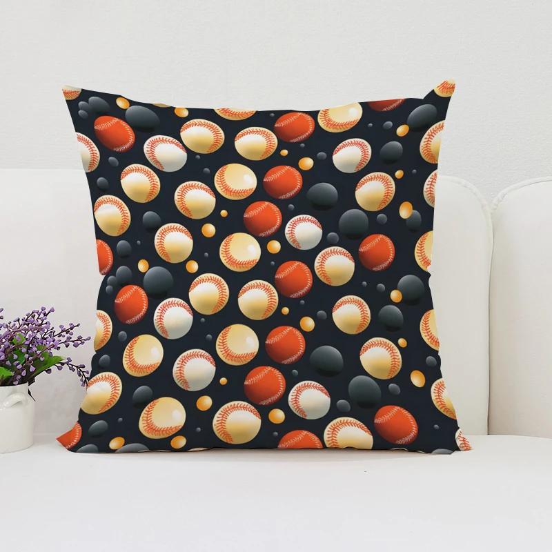 

40x40cm Baseball Pattern Throw Pillow Cover Home Sofa Decoration Cushion Cover Office Chair Waist Cushion Love Baseball Gifts 12x12Inch