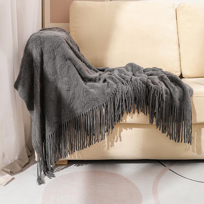 American-Style All-Season Wool Knitted Jacquard Throw Blanket