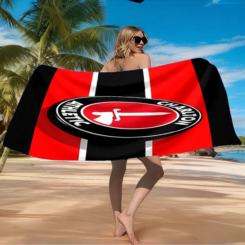 Charlton FC Crest Beach Towel Microfiber Beach Towel, Lightweight and Quick-Dry, for Summer Travel, Swimming Pool Fan Birthday Gift