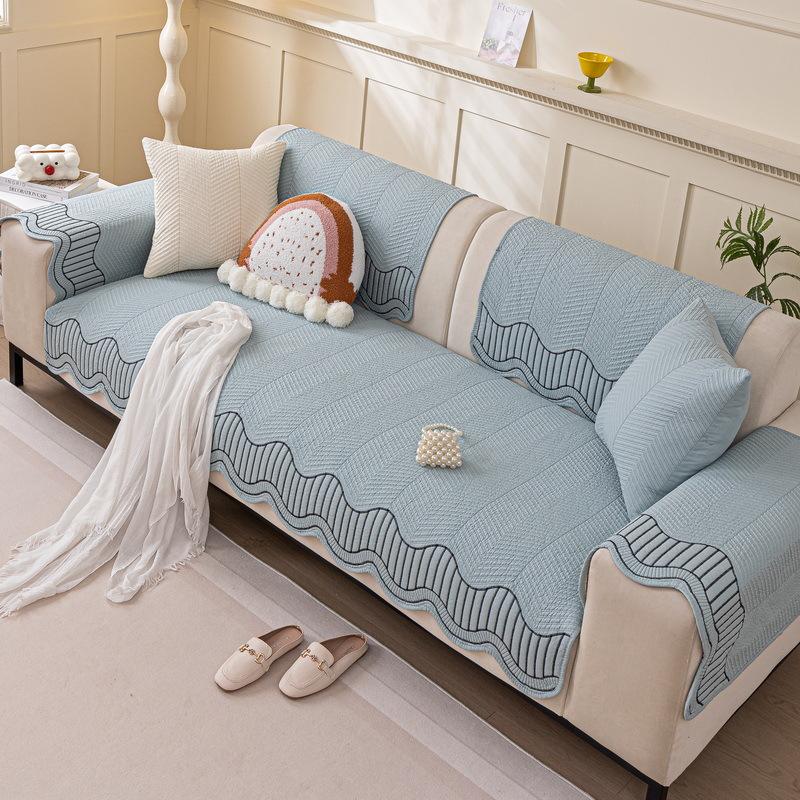 Cream Wind Sofa Cushion Universal In All Seasons  New Pure Cotton Summer Seat Cushion Sub-Cover Cloth Towel Fixed Non-Slip Cover