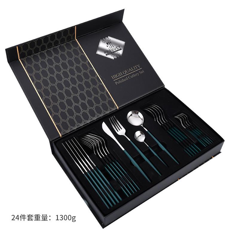 Stainless Steel Tableware Knives, Forks and Spoons 24-piece Set Western Tableware Steak Knife Gift Box Set
