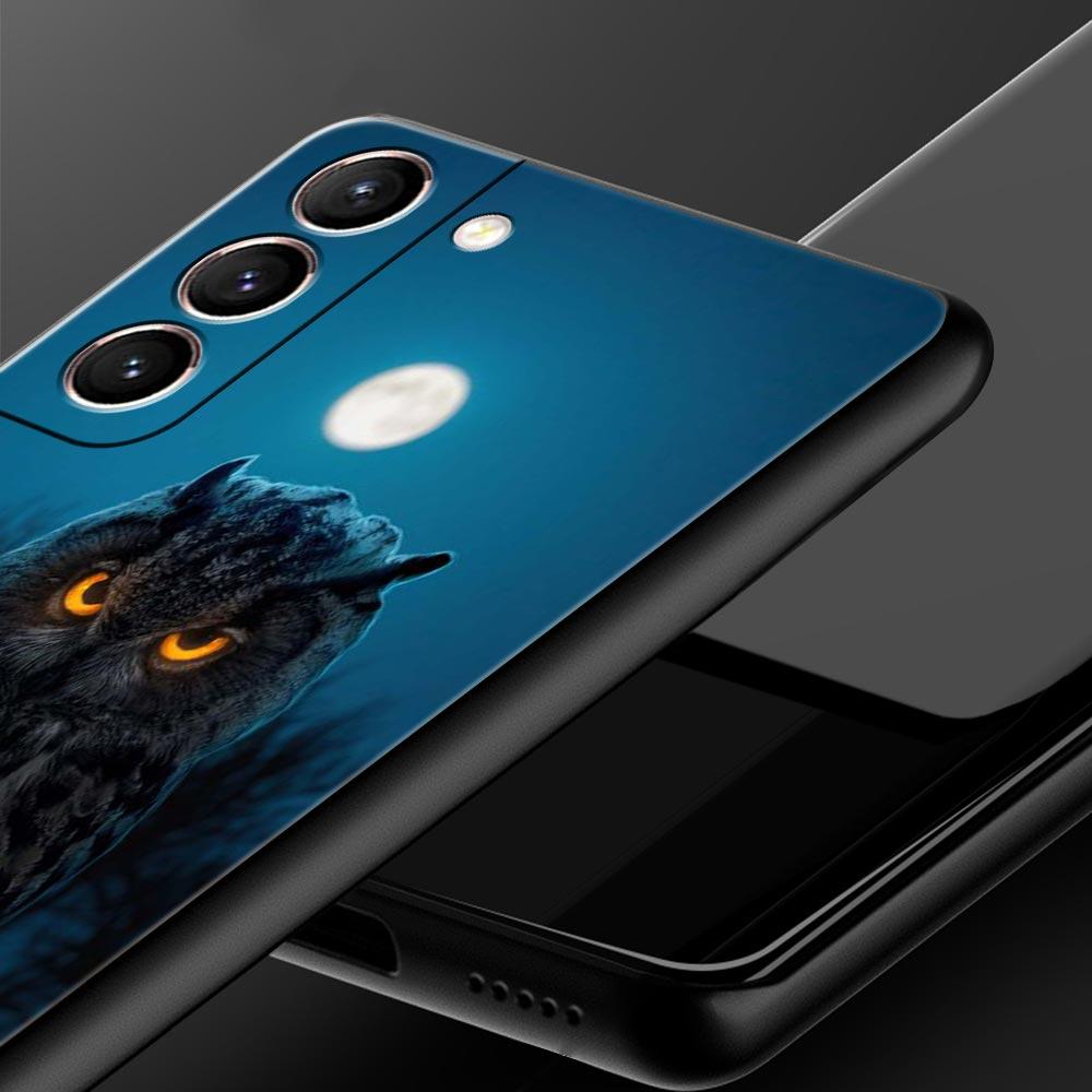 Phone Case For Samsung Galaxy S23 S22 Ultra S20 S21 FE 5G S10 S9 Plus S10E S8 Note 20 Black Cover Cartoon Girl Gifts Lovely Owl