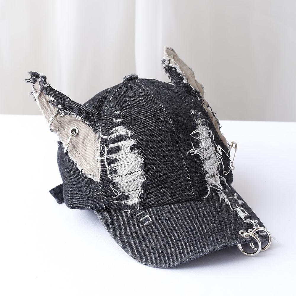 NY y2k Het Tjej Graffiti Jeans Kaninöron Cowboy Baseballkeps Tvättad Graffiti Hip Hop Keps Kvinnor Män Fest Lag Baseballkeps