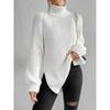 Autumn Winter Turtleneck Women Sweater New Fashion Loose Plus Size Casual Knitted Pullover Sweaters Solid Color Split Elegant Long Sleeve Sweater 1151