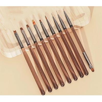 Nail Art Brushes Set, 9pcs Nail Design Painting Brushes, Professional Nail Art Design Brushes, Nail Fine Liner Brushes,Brown