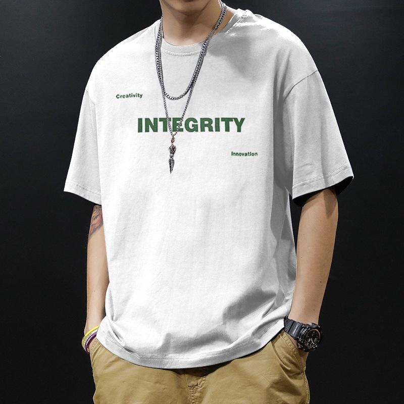 T-shirt Men's Short Sleeved Trendy Versatile Letter Printed Half Sleeved T-shirt Summer Loose Round Neck Casual Top