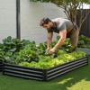Metal Raised Garden Bed, 2.4 X 1.2 X 0.3 M Outdoor Galvalume Planter Garden Box, Open Bottom Design, Large Planter Raised Bed for Growing Vegetables,