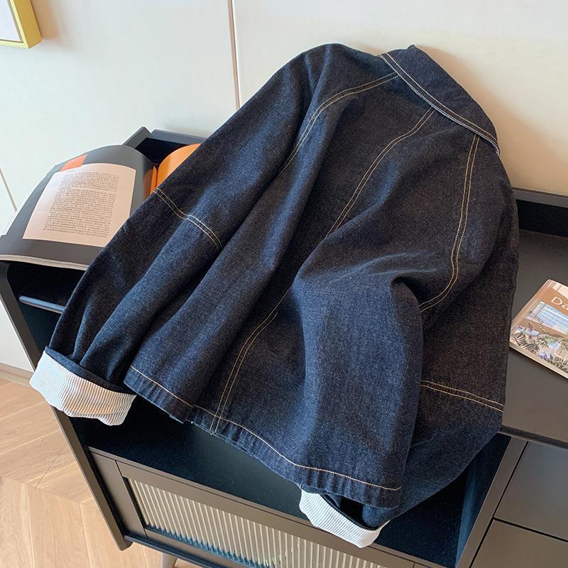 Women's Retro Contrast Stitch Denim Jacket - Autumn/Winter 2025 Slimming Casual Style