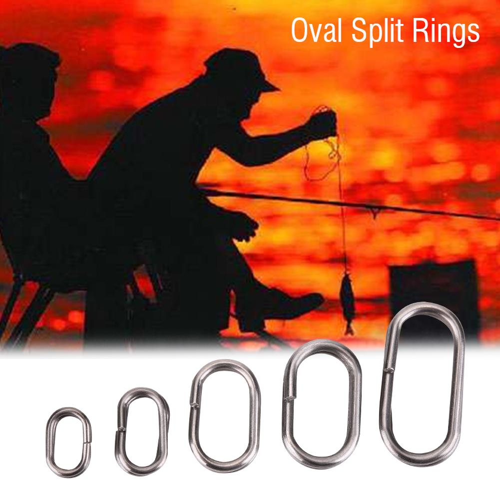 100 Stück Edelstahl Ovale Sprengringe Wirbel Karabiner Karpfenangeln Zubehör Verbinder