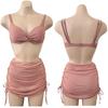 Korean 1011ins Wind Solid Color Split Bikini Women with Small Breasts Gather Babes Beach Vacation Hot Spring Swimsuit