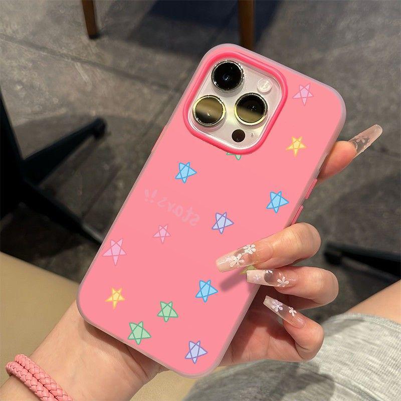 Jelly Two-in-One Colorful Stars Hard Shell Phone Case for Apple 16/17/17ProMax - Drop-Proof with Large Hole