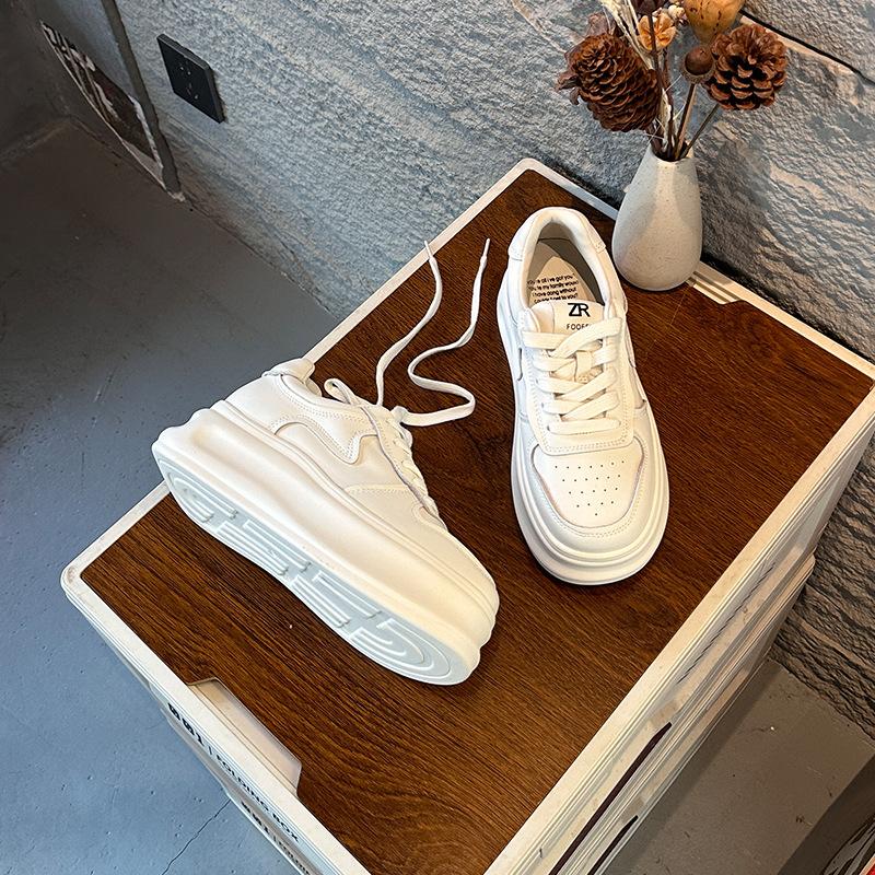 Платформа белые туфли женские весенние новые универсальные туфли детские повседневные увеличивающие рост женские туфли модные нишевые маффины туфли 35 белый