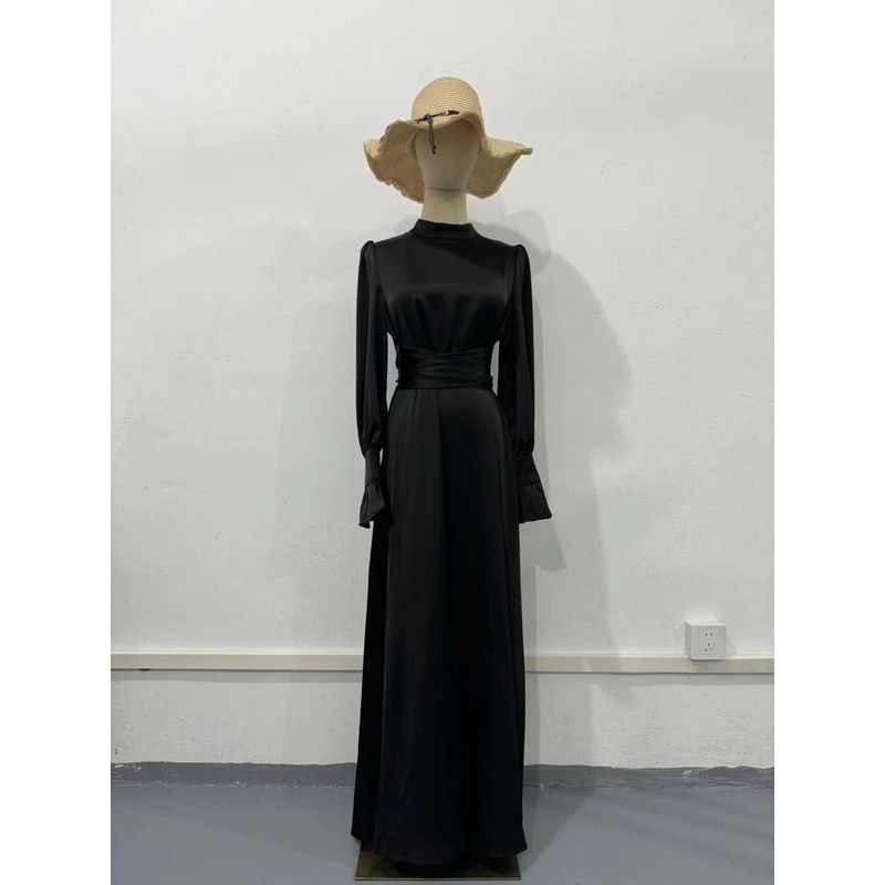 

Мода Ветер Новое поступление Длинные рукава Пояс на талии Платье с рукавами-буфами Платье с завязкой на талии Рукава-пузыри Black 2XL