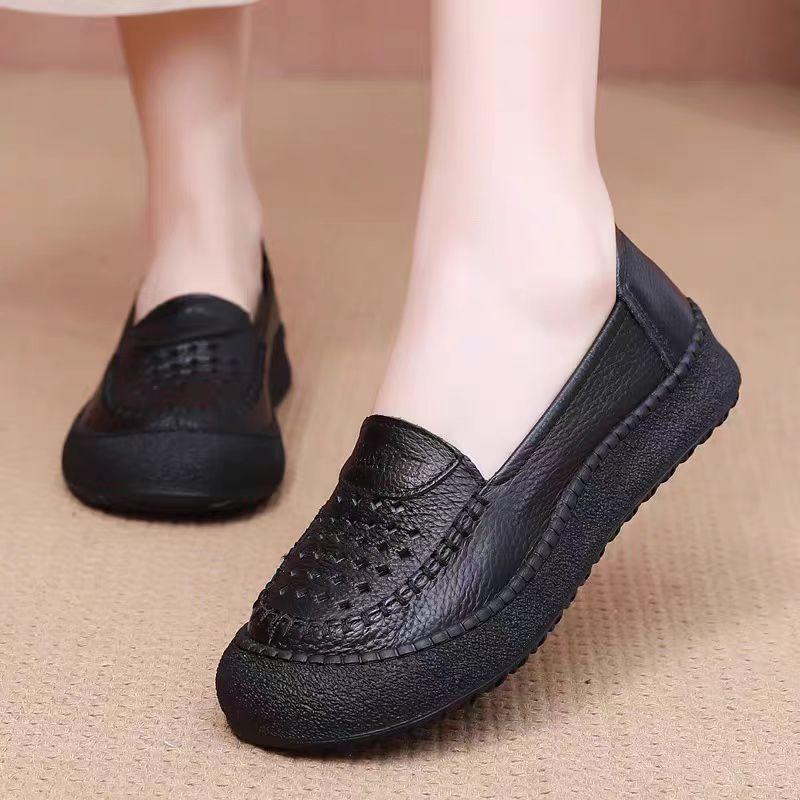 

Весенне-летняя женская обувь резиновая липучка мягкая подошва круглый носок римские отверстия на плоской подошве туфли для танцев для мам европейская и американская мода Дуду 35 чёрный