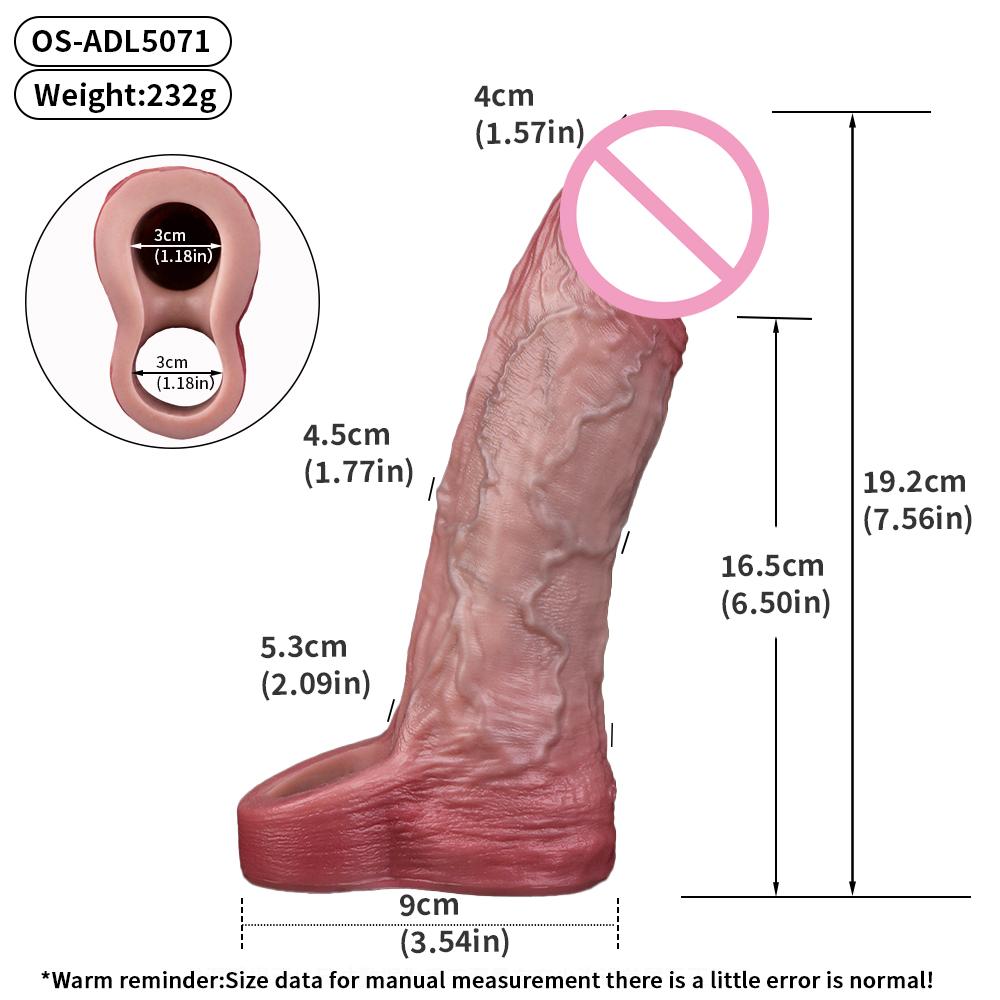 ORALSX Kleine Größe Penisverlängerer 5 Zoll Gliedmanschette Wiederverwendbare Kondom Hohl Dildo Silikon Penisverlängerer für Männer Kleiner Penis