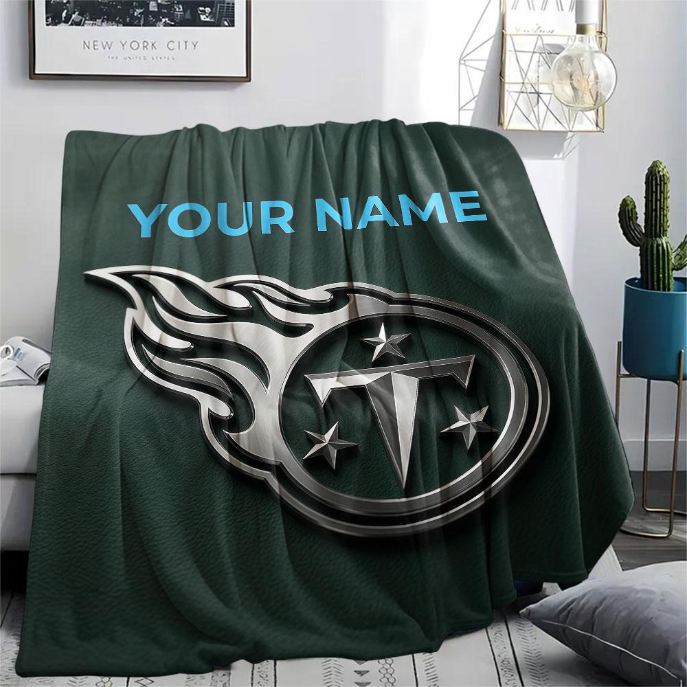 Custom Name,Tennessee Titans Printed Flannel Blanket, soft throw for bedroom sofa, washable, Christmas present, great gift.