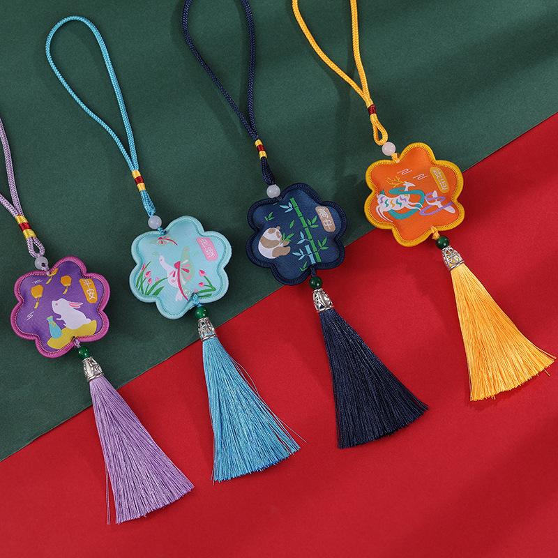Chinese Brocade Tassel Sachet: New Year Charm Pendant with Ancient Style Scent