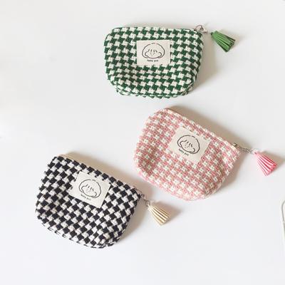 Mini tragbare karierte Münztaschen Geld Geldbörse Kopfhörer Lippenstift Datenleitung Aufbewahrungstaschen Ausweis Bankkartenhalter Clutch