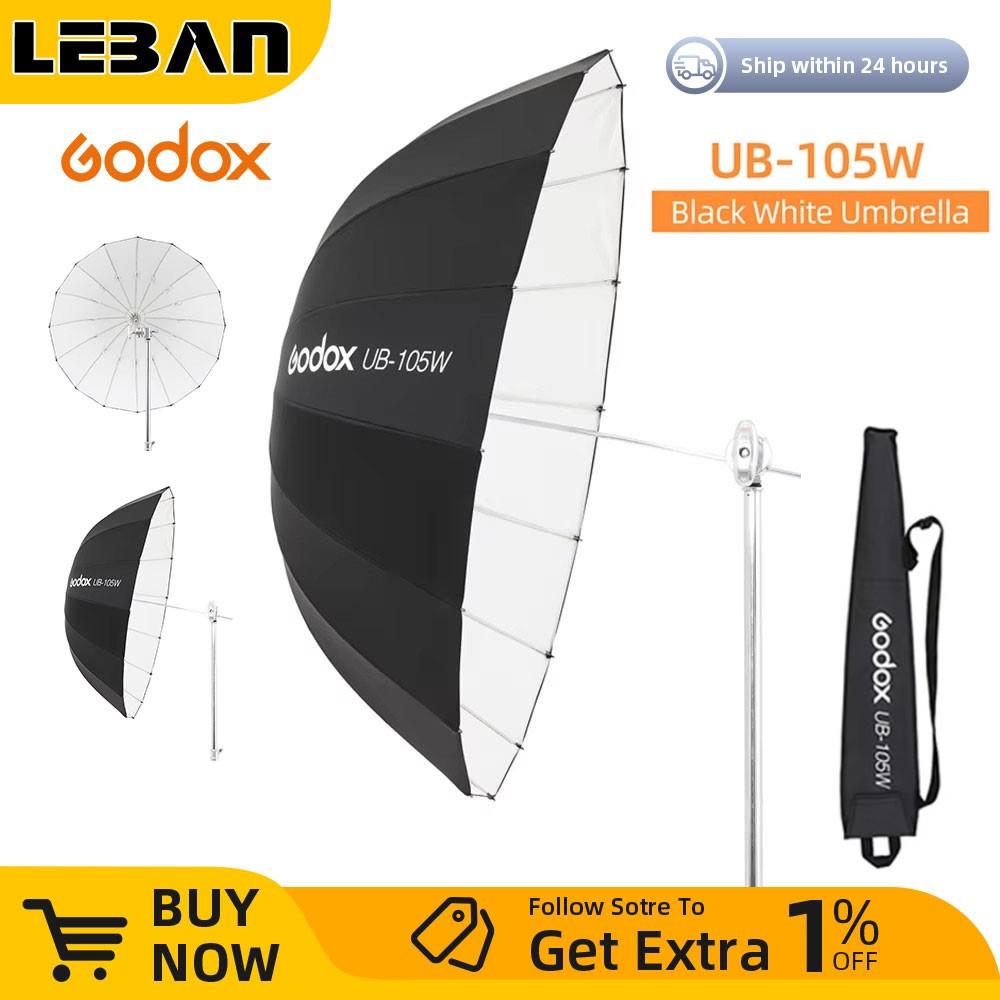 Godox UB-105W 41in 105cm Parabolic Black White Reflective Umbrella Studio Light Umbrella with Black Silver Diffuser Cover Cloth