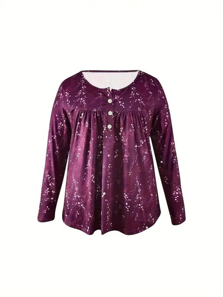 European & American Elegant Plus Size Buttoned Top for Women - Spring/Autumn Fashion