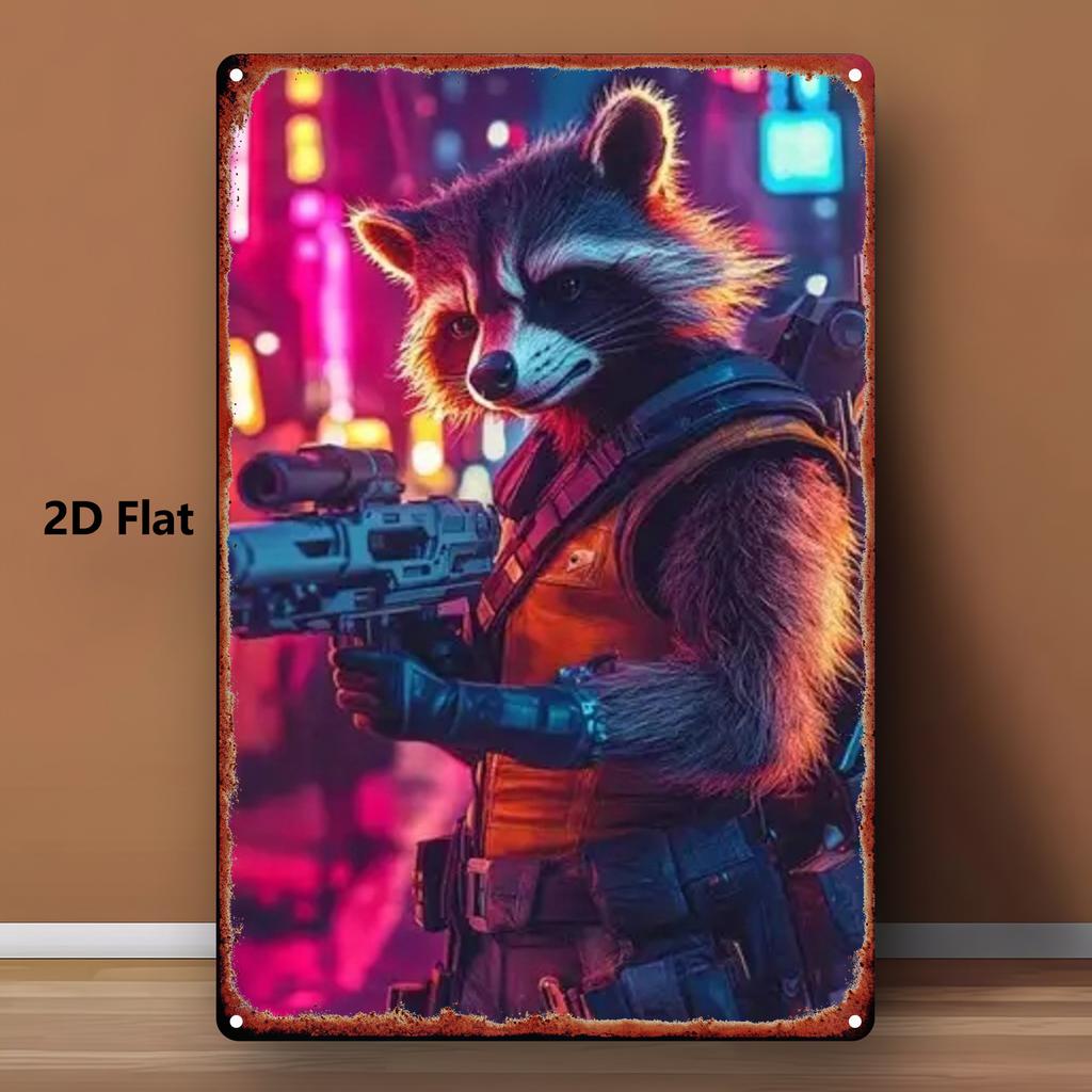 1pc Iron Painting Marvel "Guardians of the Galaxy: Rocket Raccoon Cool Gear Edition" Iconic Character Poster - Perfect for Livin