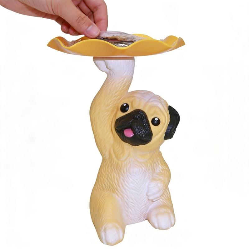 Lovely Dog Statue Key Candy Bowl Dog Statues Figurines Entryway Table Ornament for Office Home Decors New Year Gift