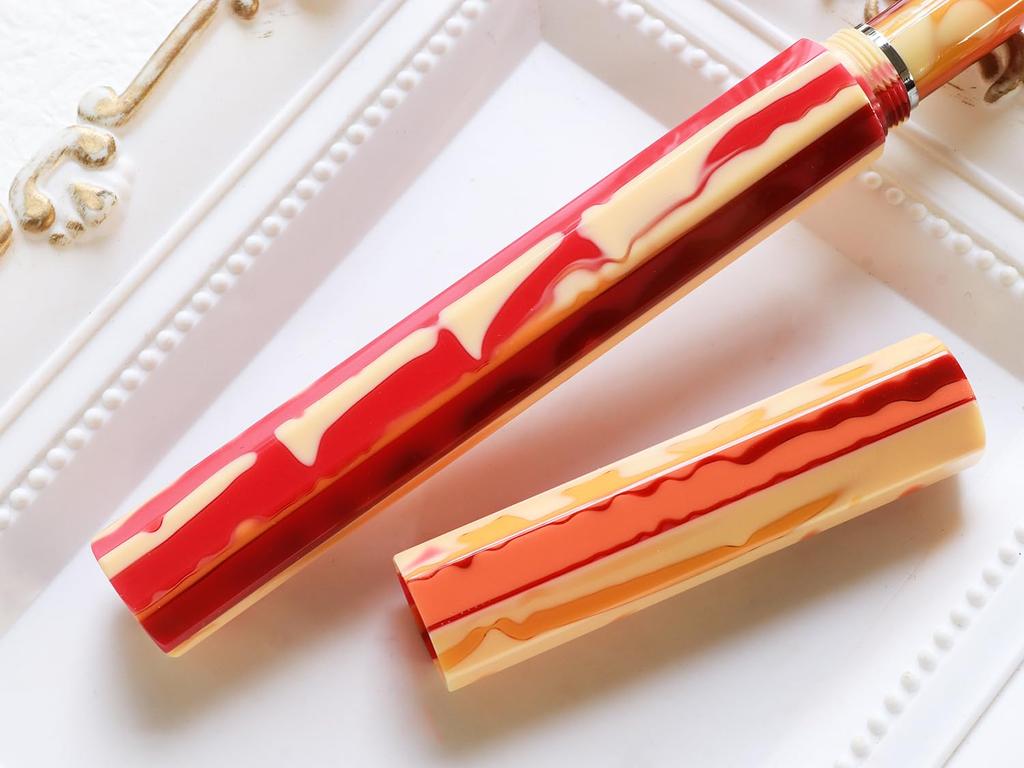 WANCHER Kaleido Queen Fountain Pen Sunset KALEIDO QUEEN Octagonal Pillar Art Collection Fountain Fine - [WANCHER Pen] (F Nib)