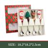 Christmas Day Dessert Spoon Creative Santa Claus Snowman Present Spoon Fork Tableware Set Animation Stainless Steel Cutlery Spoon Set