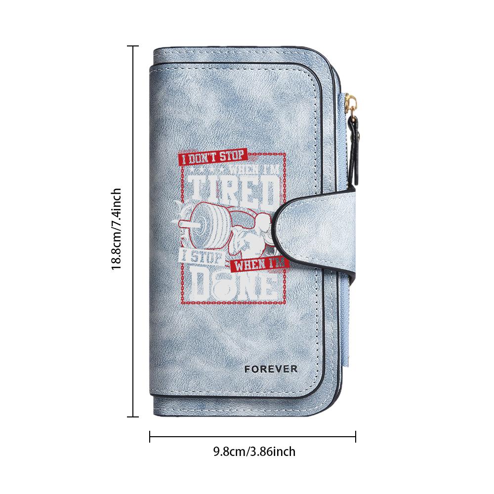 Fitness Motto Pattern Long Wallet Durable Card Cash Daily Use Purse