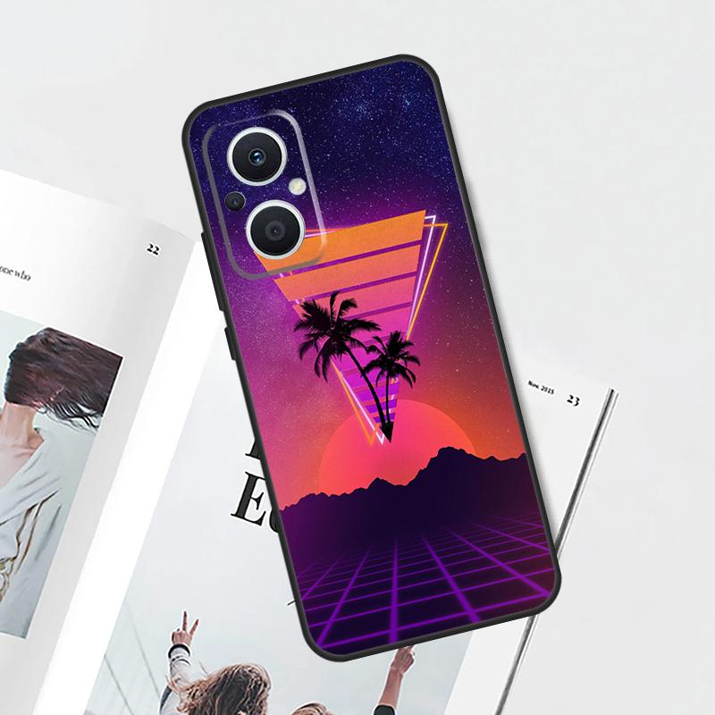 80s Retrowave Neon Palms Tree Funda For OPPO Reno 10 Pro 8 4 5 6 7 Lite 8T 4Z 5Z OPPO Find X5 Pro X3 X2 Neo X6 Pro Case