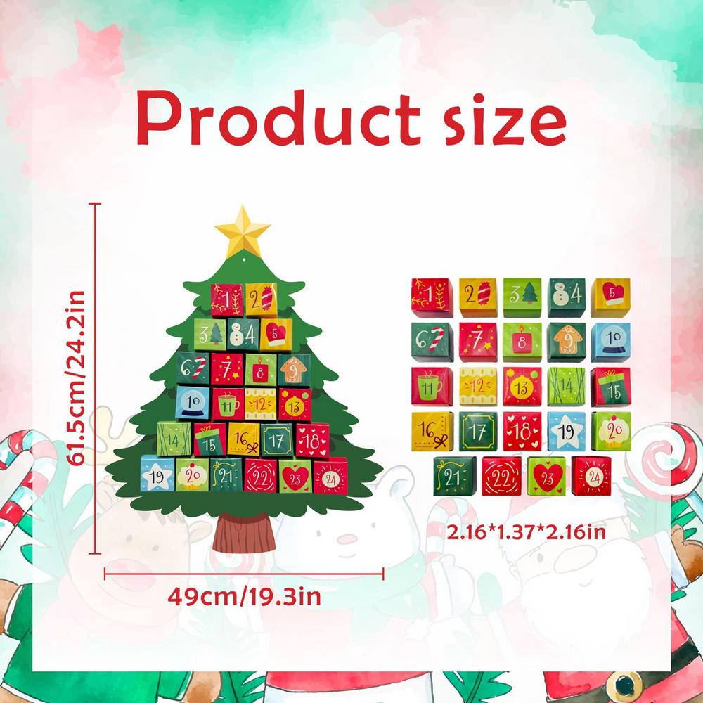 

Christmas Calendar 24 Days Ornament Advent Handmade Christmas Tree Decor for Winter Holiday Party Home Wall L
