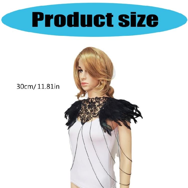 Feather Harness Body Chain Feather Epaulet Shrug Shoulder Wrap Lace Choker Necklace Halloween Carnival Cosplay Costume
