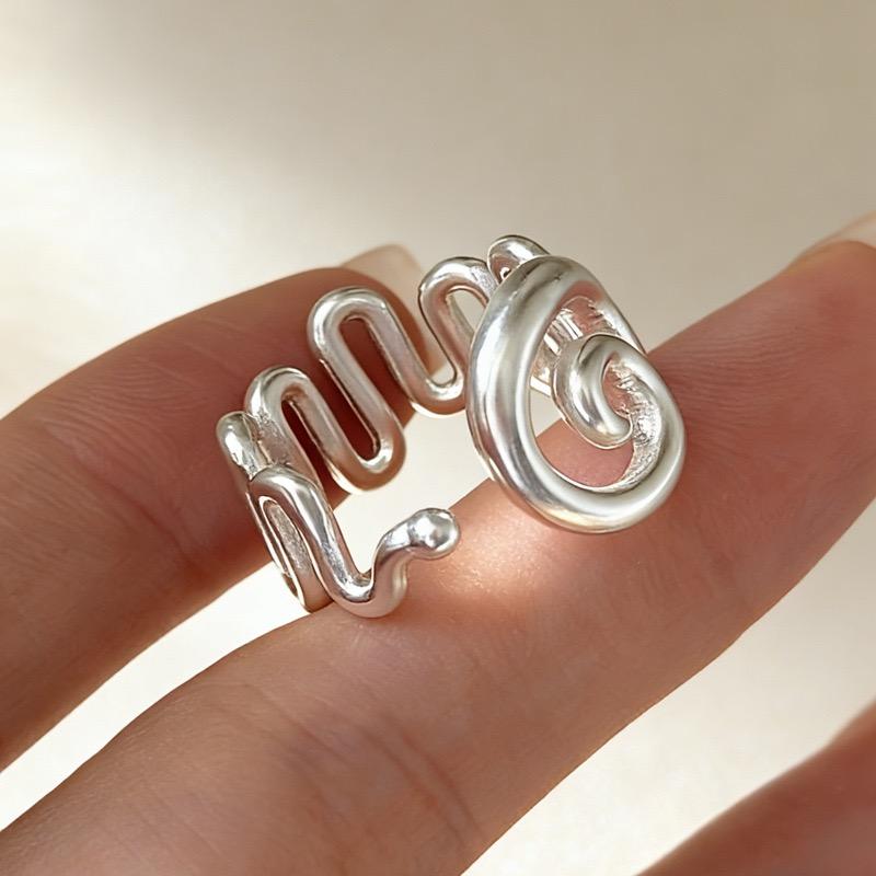 

925 Sterling Silver Rings for Women Couple Minimalist Handmade Interware Line Ring Fine Jewelry Gift Prevent Allergy resizable