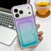 For iPhone 17 Pro Max Case Card Holder Gradient Color PC+TPU Anti Drop Phone Back Cover with Lens Film