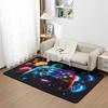 Neon Hexagon Game Controller Rug, Colorful Glowing Geometric Frame Print, Non-Slip Washable Floor Mat for Gaming Room Indoor