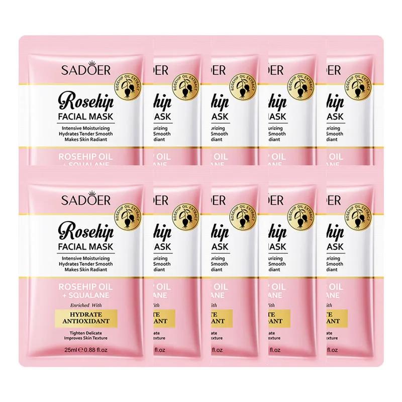 5/10pcs SADOER Rosehip Face Mask Facial Skincare Moisturizing Brightening Firming Hydrating Facial Masks Face Sheet Mask