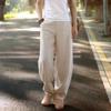2026 Spring/Summer Women's Comfortable Ramie Wide-Leg Carrot Pants - Retro Lantern Style, Loose & Casual