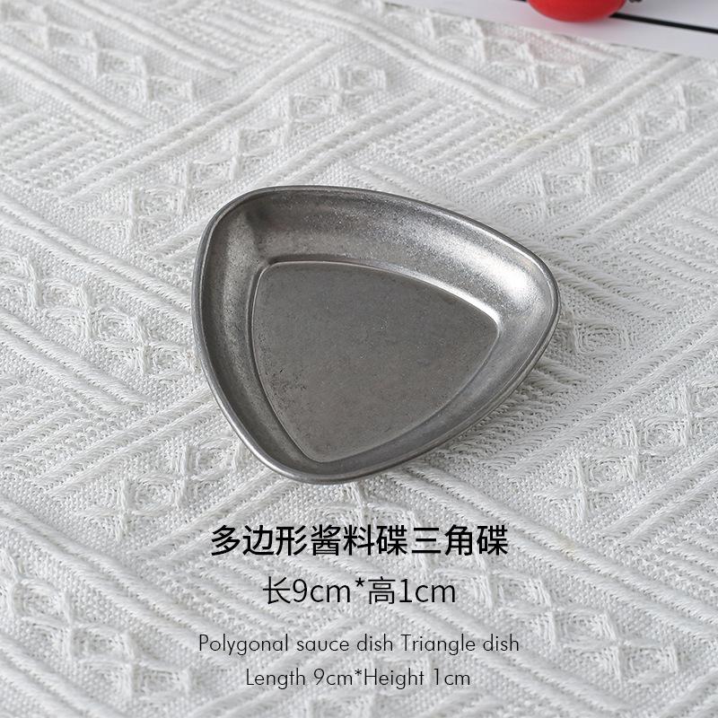 Korean Style Stainless Steel Seasoning Plate Sauce Dish Hot Pot Seasoning Roast Meat Sauce Western Restaurant BBQ Tableware