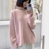 Women's Winter Soft Pink Velvet Round-Neck Sweater