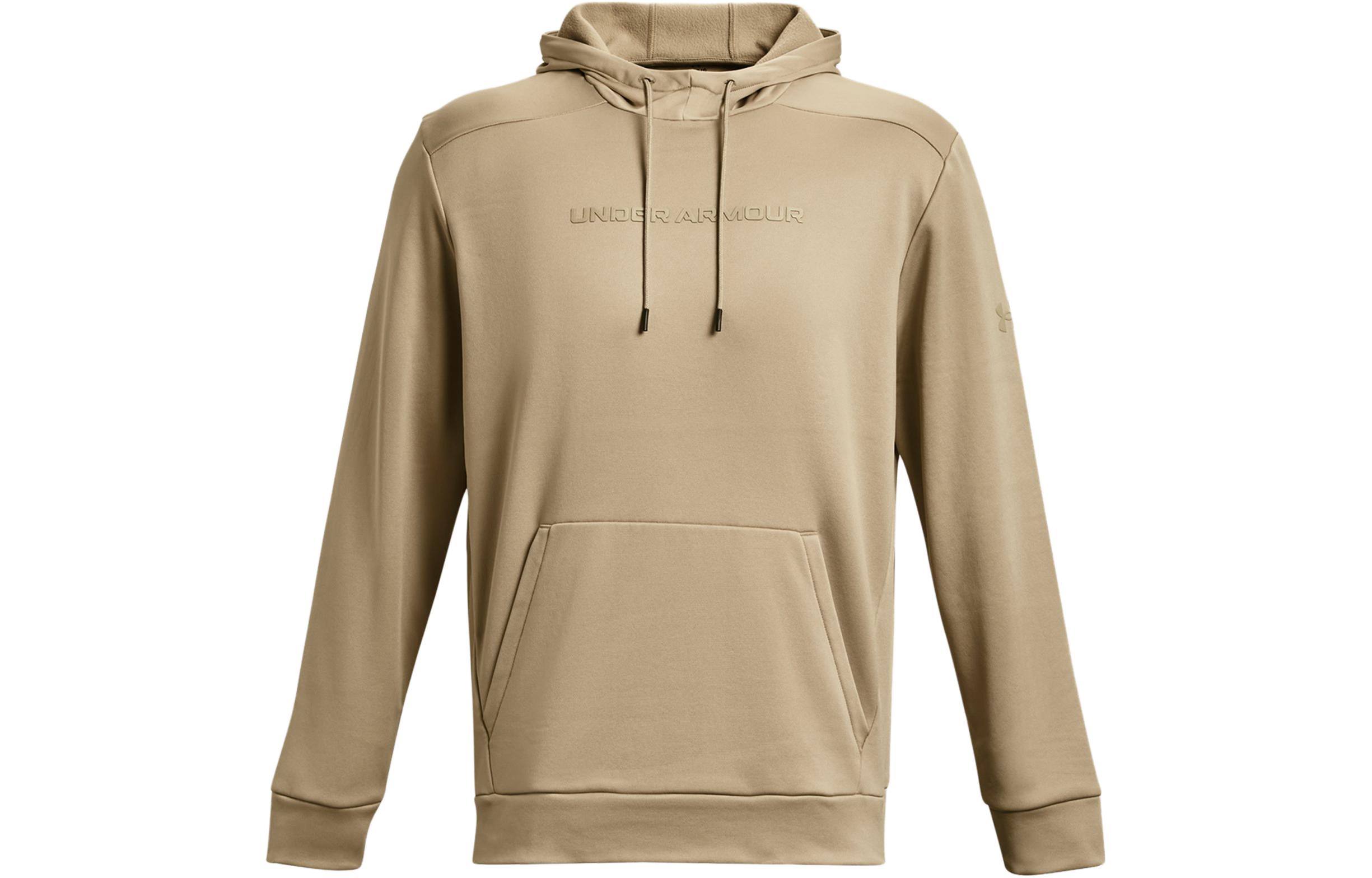 Under Armour Fleece Sweatshirts Men s Khaki Hooded Moderate Regular 1379744-299 MD