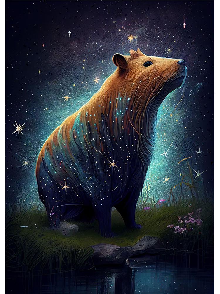 

Милый космический астронавт капибара портретный плакат печать холст картина забавные животные настенное искусство для детской спальни украшения дома 21x30cm No Frame