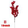 1/30 Branches Dense Berries  Artificial Flowers Bouquet Red Holly Berry Stamen Plants Xmas Tree Christmas Party  Home Decor