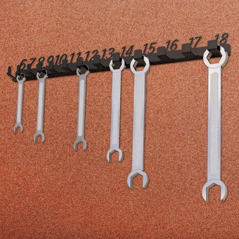 Workshop Wrench Storage Rack 6-18,19-32,6-32 Labeled Slots Option Heavy Duty Metal Wall Mount Organizers For Tools