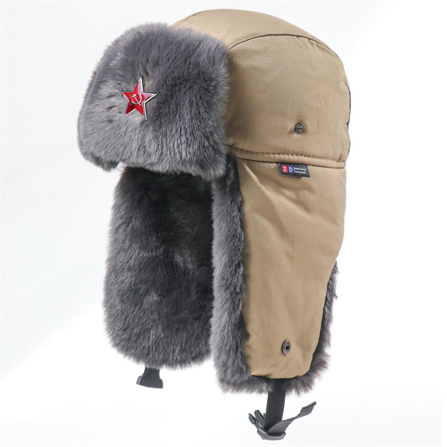 

Men s Women Unisex Trapper Hat With Faux Fur Linning Eskimo Windproof Waterproof Winter Warm Hats Ushanka Hunting Skiing Hat Khaki2