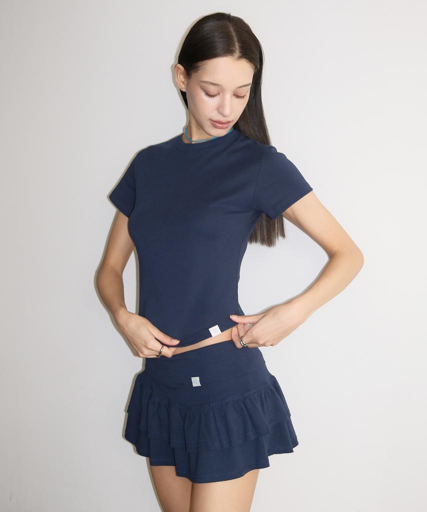 Rustic Levery Rustic Ruffle Mini Skirt [Navy]