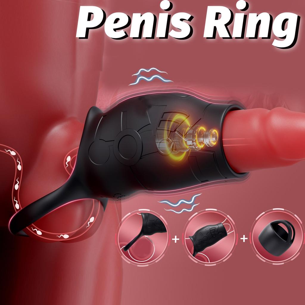 Penis Sleeve Vibrating Cock Ring Clitoris Nipple G Spot Stimulation 10 Vibration Modes Penis Enlargement Male Couple Sex Toy