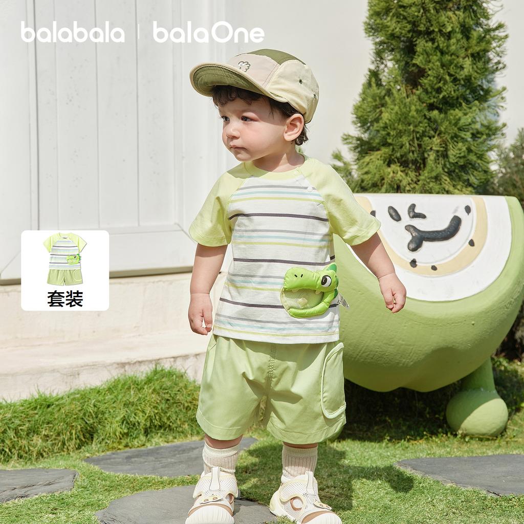 BalaOne: Balabala Children's Short Sleeved T-shirt Set, Baby Summer Clothes, Pure Cotton T-shirt Pants
