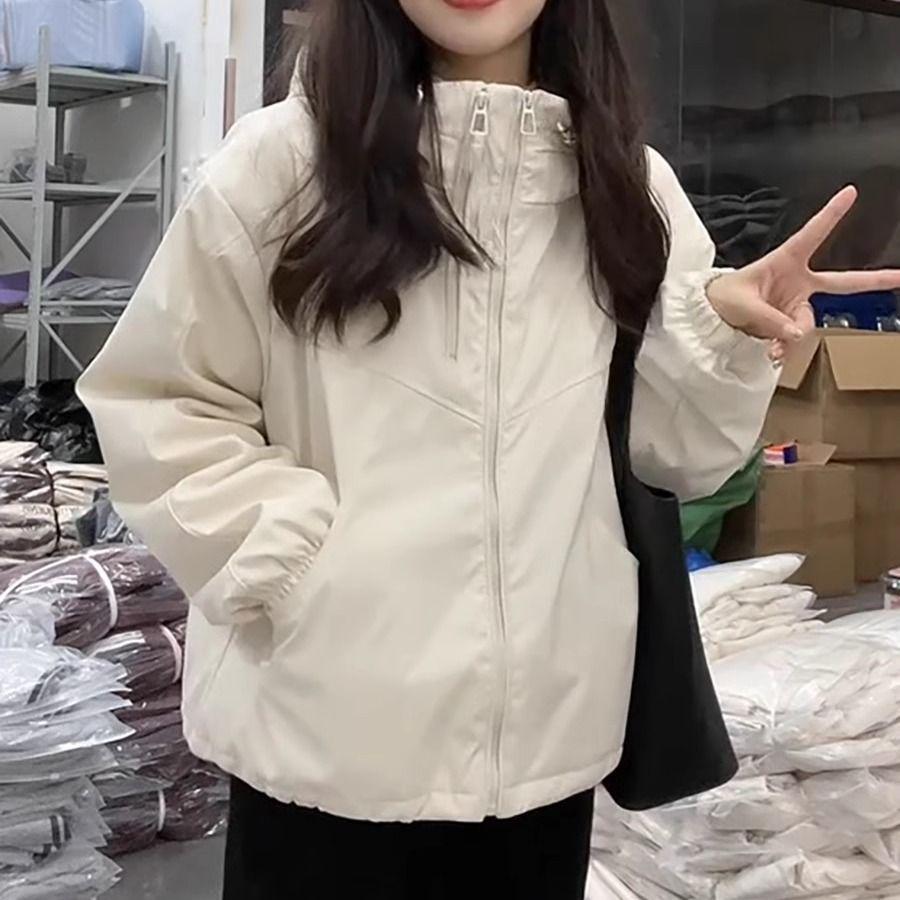 Women s Petite Short Hooded Windbreaker Jacket - 2025 Autumn/Winter Sports Baseball Style S (Recommended for 90-105 jin)