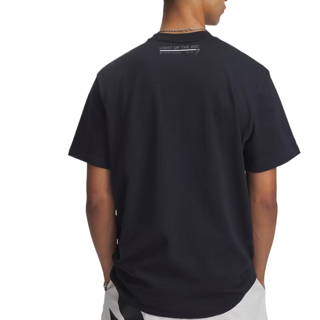 Under Armour Curry Schweres Stilvolles Einfaches Ästhetisches Trendiges Buchstaben Einfarbige Kurzarm T-Shirt Herren Oberteile Schwarz 1390404-001